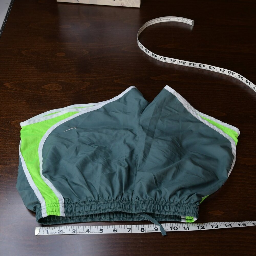 Nike Dri-Fit Running Shorts Dark Green with Neon Green Side Child Size S